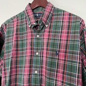 Ralph Lauren Seersucker Plaid Long Sleeve Button Down Shirt Men’s Large